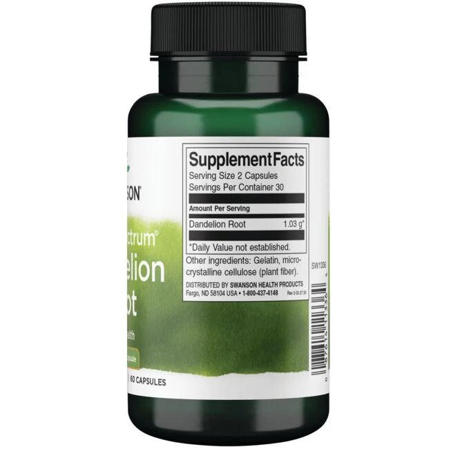 Корень одуванчика Swanson Full Spectrum Dandelion Root 515 mg 60 Caps Луцк - изображение 2