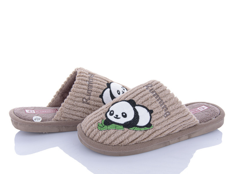 Тапочки закрытые женские с Пандой мягкие теплые коричневий Одесса - изображение 2