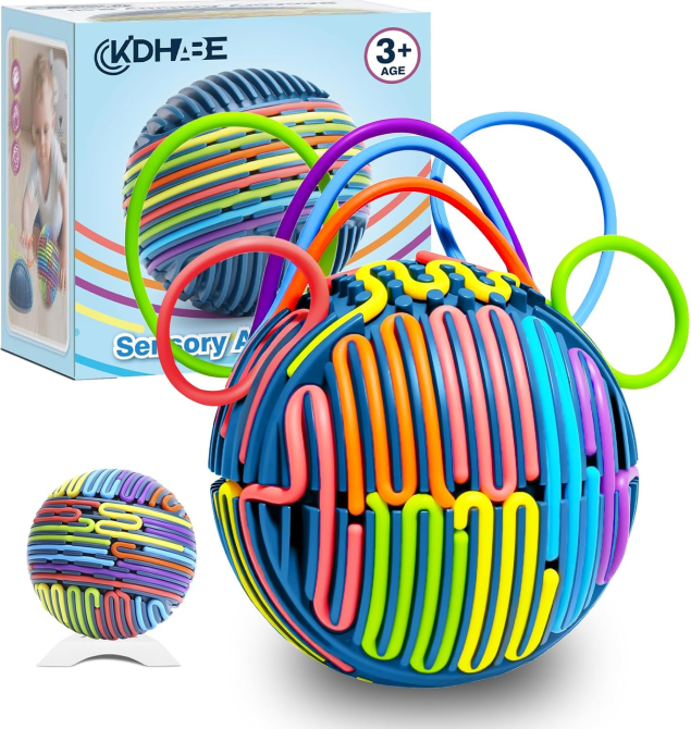 Сенсорный 3D-мяч KIDHABE с 16 силиконовыми нитями и подставкой, антистресс игрушка для детей и взрослых Киев - изображение 2