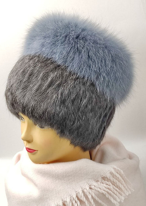 Шапка жіноча зимова хутряна з кролика Мерлін темно Графітовий Харків - фото 7