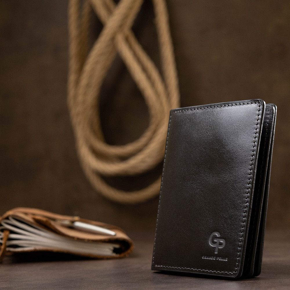 Шкіряна обкладинка для документів GRANDE PELLE 11401 Чорний Київ - фото 8