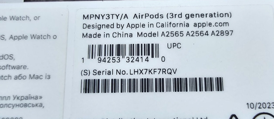 Наушники Apple AirPods 3 with Lightning Charging Case (MPNY3TY/A) Киев - изображение 3