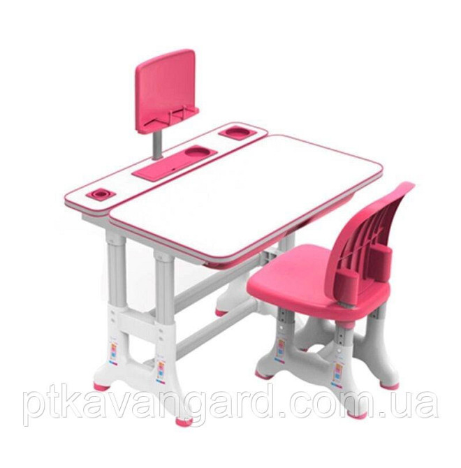 Парта школьная детская со стульчиком и лампой UL-90311 / Комплект растущая парта и стул розовый Хмельницкий - изображение 3