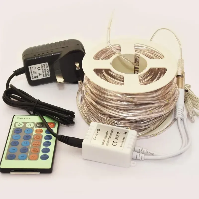 Вулична гірлянда RcStarry 30 м, 300 LED, тепле жовтогаряче світло, у ПВХ трубці, з пультом ДУ, IP65 Київ - фото 8