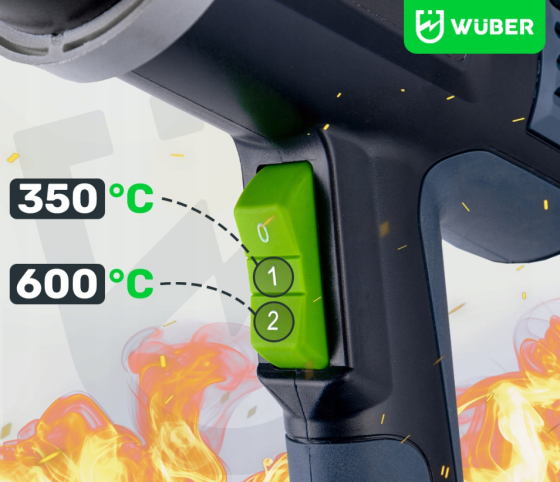 Фен будівельний Wuber 2000Вт 600°C з регулюванням температури (Польща) Київ