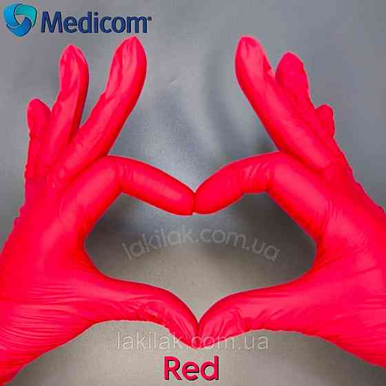 Рукавички нітрилові Medicom Red розмір S 4,2гр (червоні) 100 шт Херсон