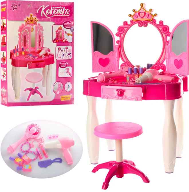 Трюмо Limo Toy зі стільчиком та аксесуарами Рожеве (661-20) Чернігів - фото 1