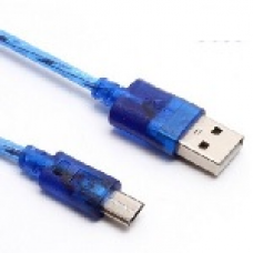 Кабель USB 2.0 (AM/Micro 5 pin) 3м, прозорий синій, Пакет Полтава
