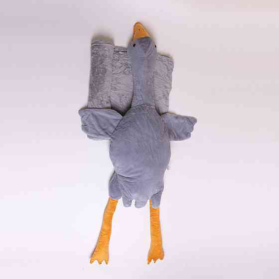 М'яка іграшка-подушка з пледом усередині Гусак-обіймусь 135 (см) іграшка плед 3 в 1 дитячий плюшевий плед Сірий 520-6G Коломия