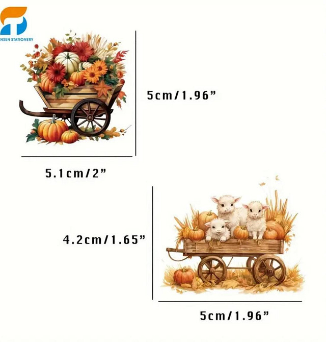 Набор осенних наклеек 50 шт – тыквы, цветы, фермерский стиль Киев - изображение 2