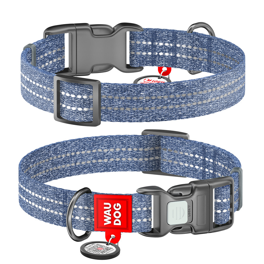 Нашийник WAUDOG Re-cotton з QR паспортом, відновлена бавовна, пластикова пряжка (ширина 20 мм, Коломия - фото 2