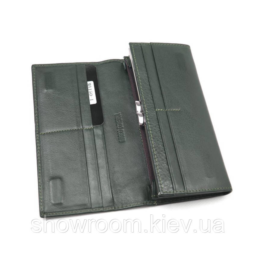 Жіночий шкіряний зручний гаманець Marco Coverna (051) темно зелений Київ - фото 5