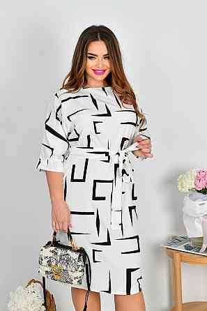 Женское легкое принтованное платье батал евро софт Белый, 56/58 Одесса