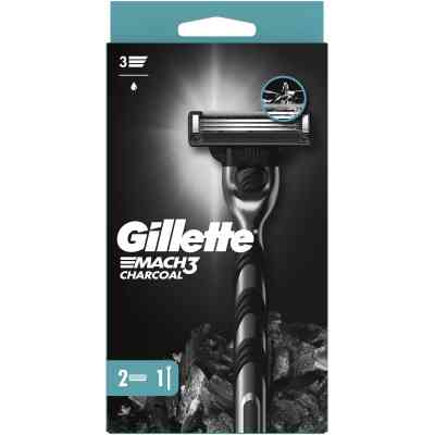 Бритва Gillette Mach3 Charcoal Деревне вугілля З 2 змінними картриджами (8700216074308) Вінниця