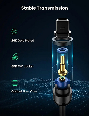 Кабель оптичний UGreen AV122 Toslink-Toslink Optical Audio Cable 70893 (Чорний, 3м) Николаев - изображение 5