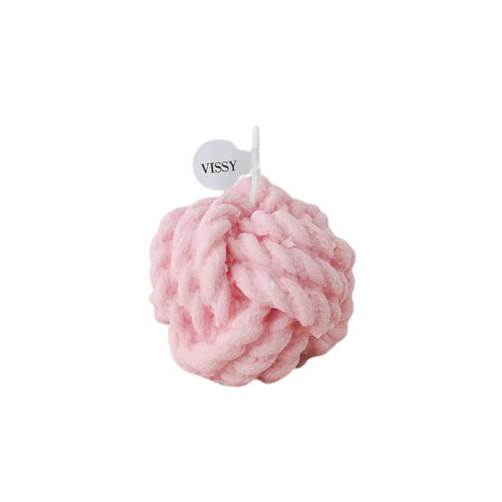 Свеча “Клубок нити” ручной работы розового цвета Каменец-Подольский