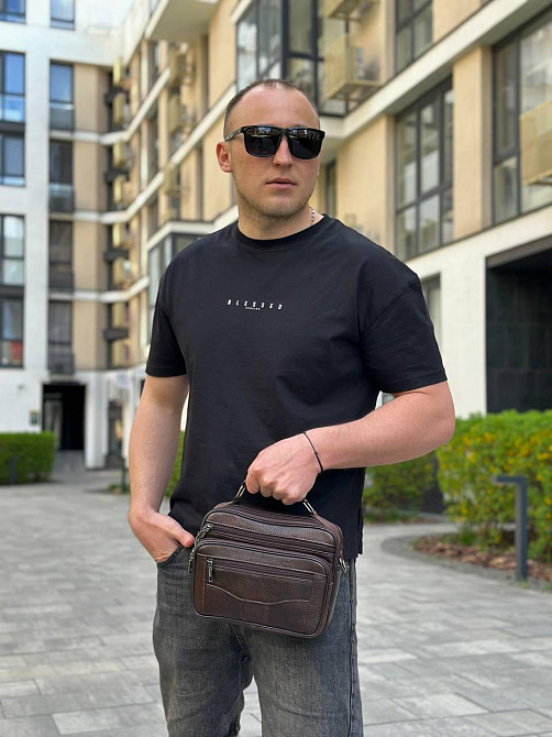 Чоловіча шкіряна сумка через плече BEXHILL коричнева Київ - фото 7