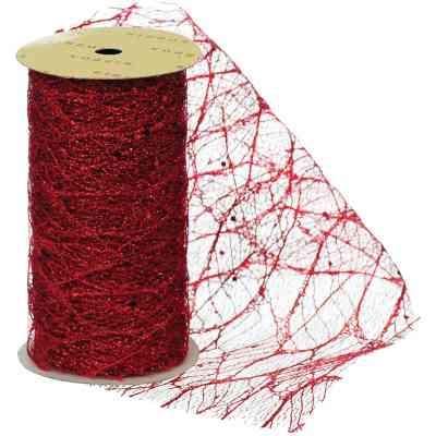 Лента на елку Jumi с красным узором 11,3 см, органза, дл.5 м (5900410379992) Винница