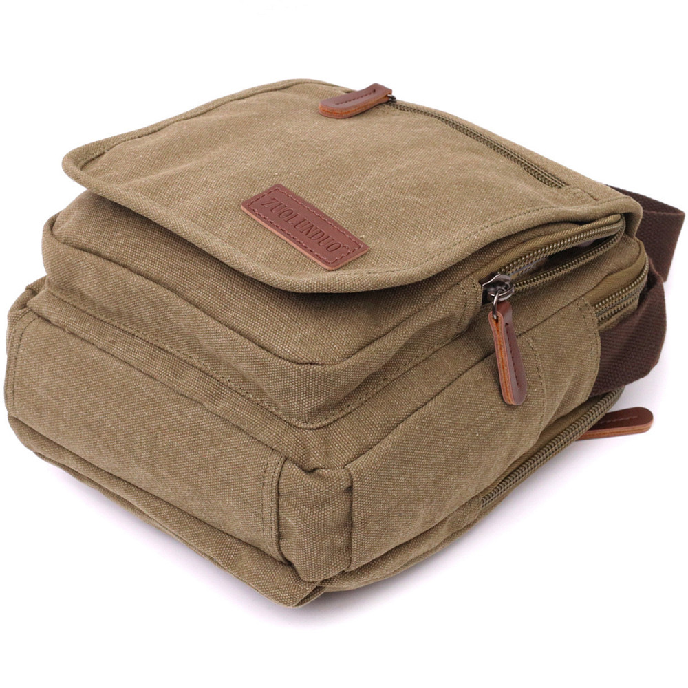 Сумка листоноша на плече із щільного текстилю Оливковий (Vintage) Київ - фото 9