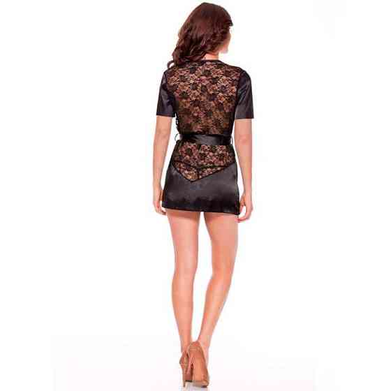 Сексуальный халат с кружевом - Черный - XS/S/M – Эротическое бельё Винница