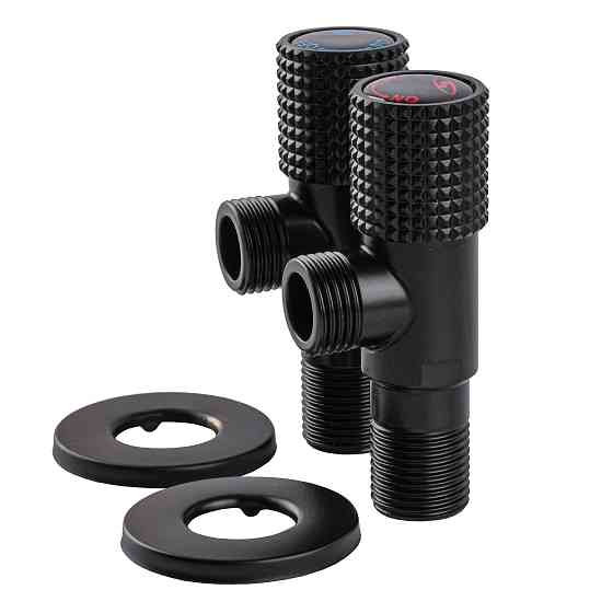 !!Набір кранів кутових кераміка SOLOMON EXCLUSIVE 1/2″X1/2″ 9889 BB (BLACK/BLACK) (комплект2шт.) Луцк