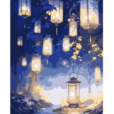 Картина по номерам Santi Чарівний ліс з ліхтариками, 40*50см, LED підсвітка (955108) Вінниця