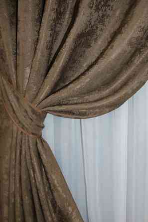 Комплект штор на люверсах VR-Textil Жаккард Sultan YL № 1203ш Коричневый 150х250 см 2 шт (37-0060) Киев