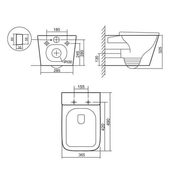 Унитаз подвесной Tern Ultra Quiet 490×365×325 мм, Anthracite, с сиденьем Slim Duroplast / Soft-close / Quick Release Киев