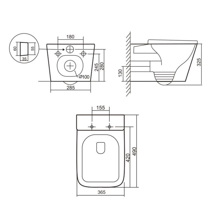 Унитаз подвесной Tern Ultra Quiet 490×365×325 мм, Anthracite, с сиденьем Slim Duroplast / Soft-close / Quick Release Киев - изображение 2