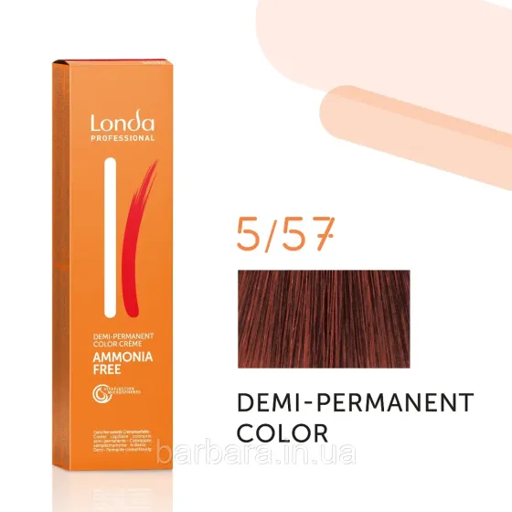 Тонуюча безаміачна фарба для волосся Londа Demi-Permanent Color 5/57 светлый шатен красно-коричневый Киев
