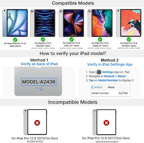 Чехол-клавиатура JADEMALL для iPad Pro 12.9″ 3/4/5/6 Gen 2018–2022, Bluetooth, QWERTZ, подсветка, синий Киев