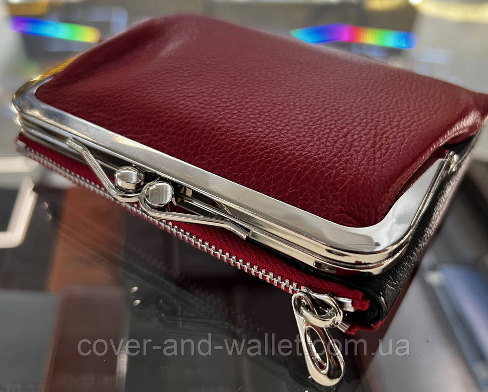 Небольшой женский кожаный кошелек в ретро стиле красно-черного цвета Helen Verde 6133 Киев - изображение 12