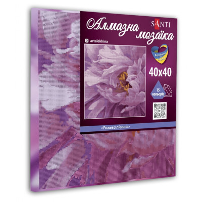 Картина по номерам Santi Рожева півонія 40*40 см алмазна мозаїка (954704) Вінниця - фото 2