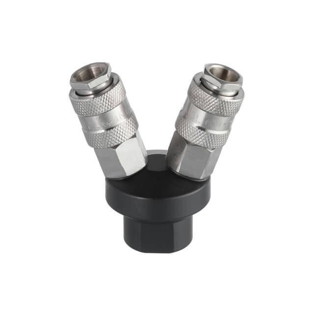 Розгалужувач повітря 1/4 "на 2 виходи, V-подібний, 10 bar, зі швидкороз'ємними з'єднаннями INTERTOOL PT-1852 Київ - фото 1