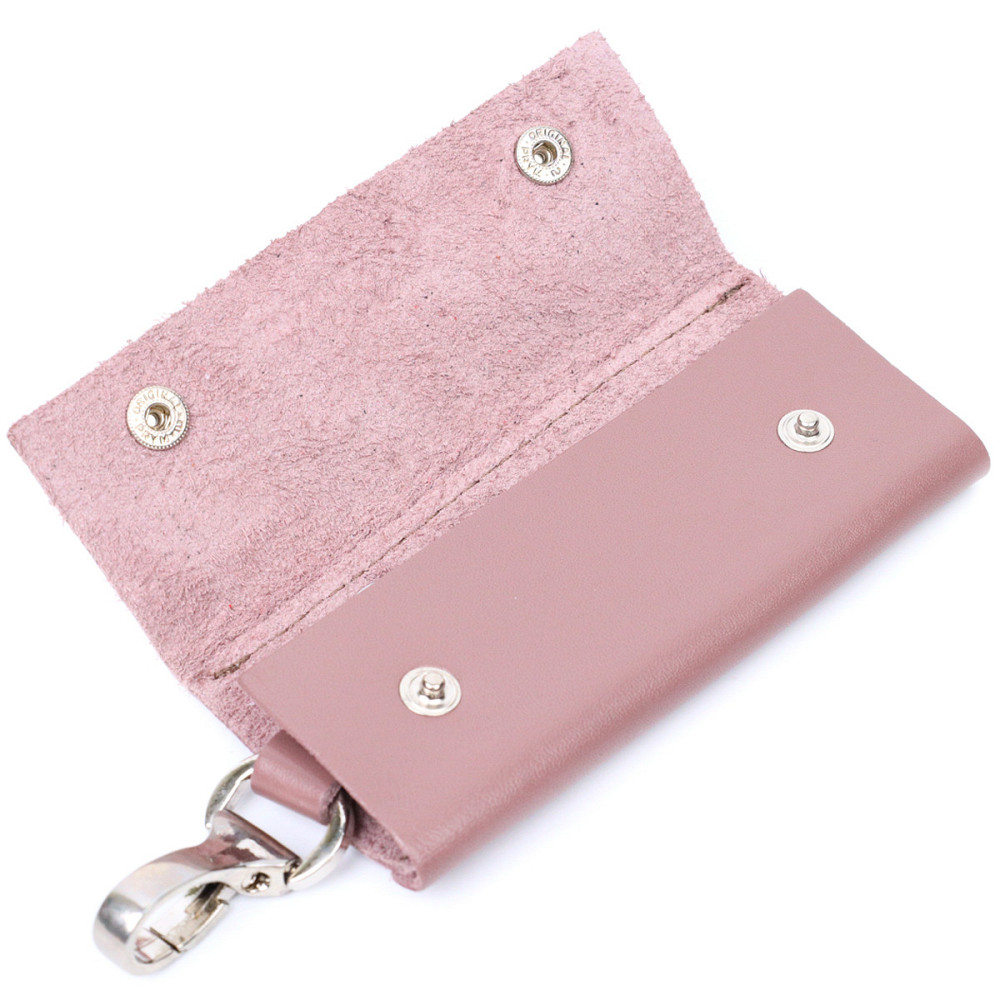 Очаровательная женская кожаная ключница на кнопках GRANDE PELLE 11641 Пудровый Киев - изображение 5