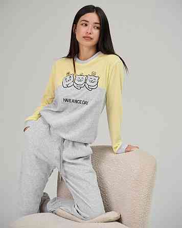 Жіноча піжама зі штанами Nicolette Три котики — Велюр 87125 Київ