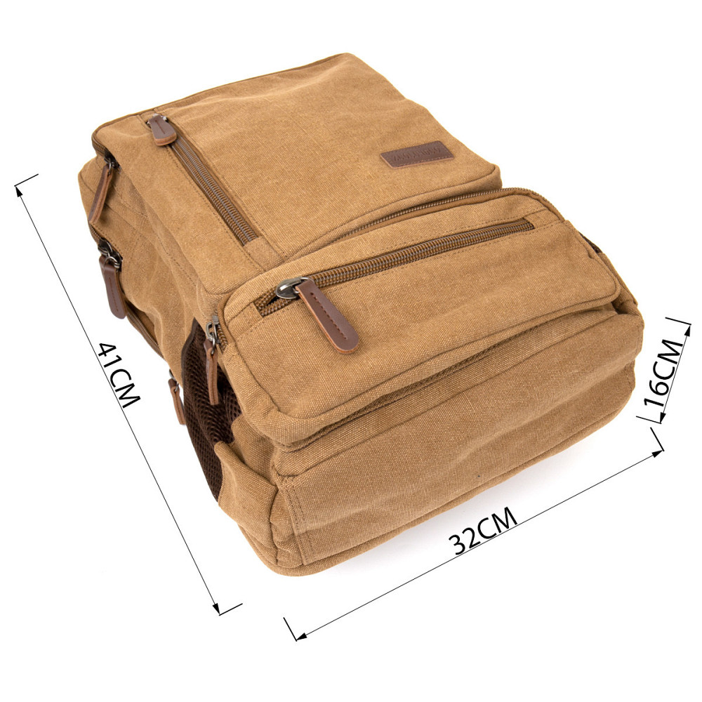 Рюкзак текстильний дорожній унісекс на два відділення Vintage 20614 Пісочний Київ - фото 3