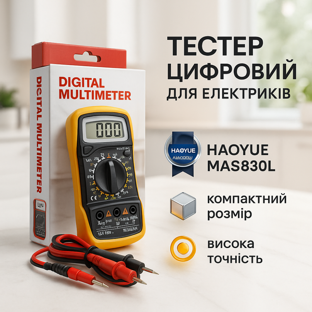 Цифровий мультиметр для дому HAOYUE MAS830L, Компактний мультиметр для домашнього використання VB-97 Львів - фото 12