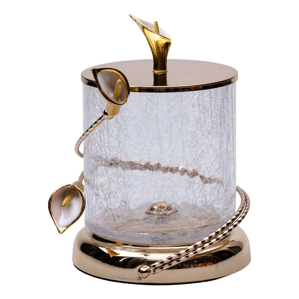 OYE ARTWARE Цукерниця скляна 14×20 см з квітковим металевим декором цукерниця з кришкою HP-7-7 Київ - фото 3