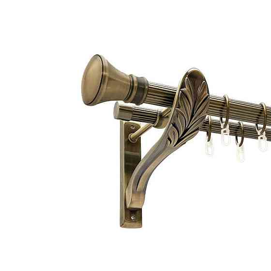 Карниз Orvit Люксор металевий дворядний ретро рифлена труба кільце металеве Антик 25\19 мм 200 см Львов