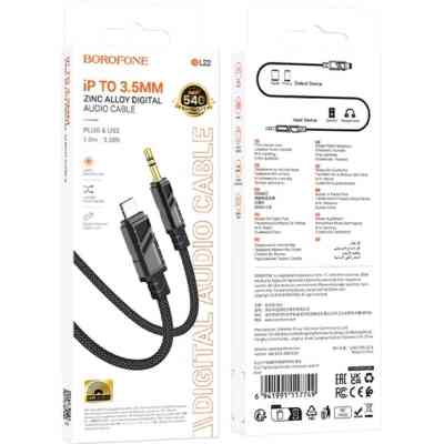 Кабель мультимедийный Lightning to 3.5mm M 1.0m BL22 black BOROFONE (6941991117749) Винница