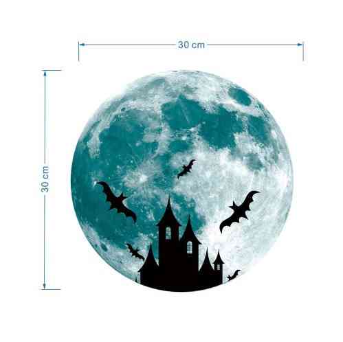 Наклейка на Хэллоуин фосфорная Луна 30 см салатовый Киев