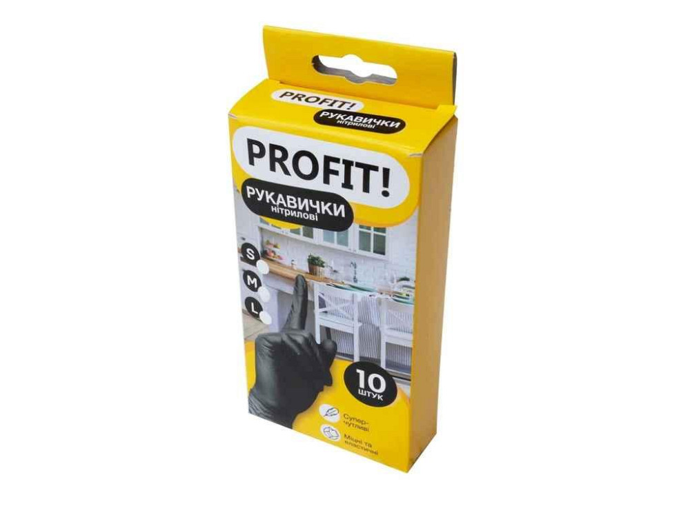 Рукавички нітрилові M 10шт шт Чорна ТМ Profit! Київ - фото 1