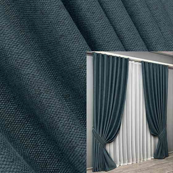 Комплект готових штор VR-Textil Льон Grand Linen № 2039ш Лазурний 200х250см 2 шт (99-022) Київ
