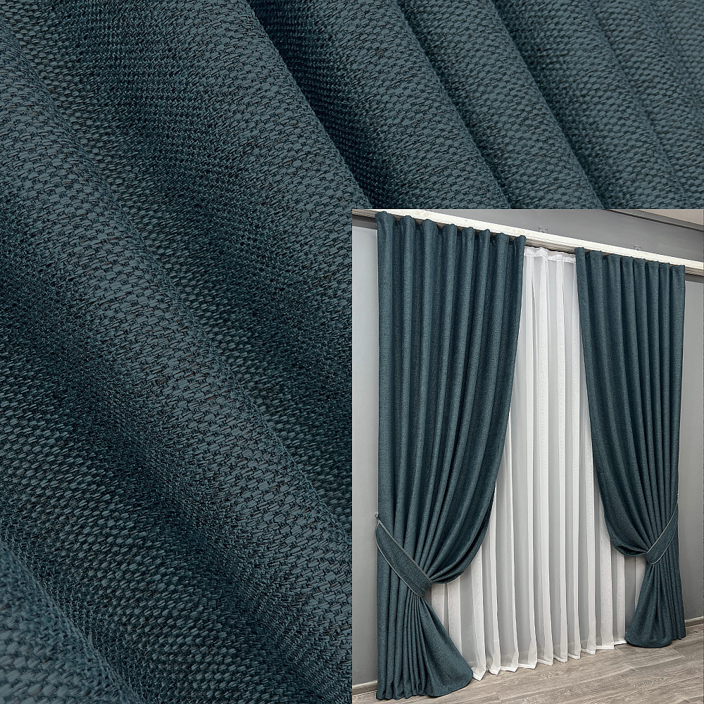Комплект готових штор VR-Textil Льон Grand Linen № 2039ш Лазурний 200х250см 2 шт (99-022) Київ - фото 1