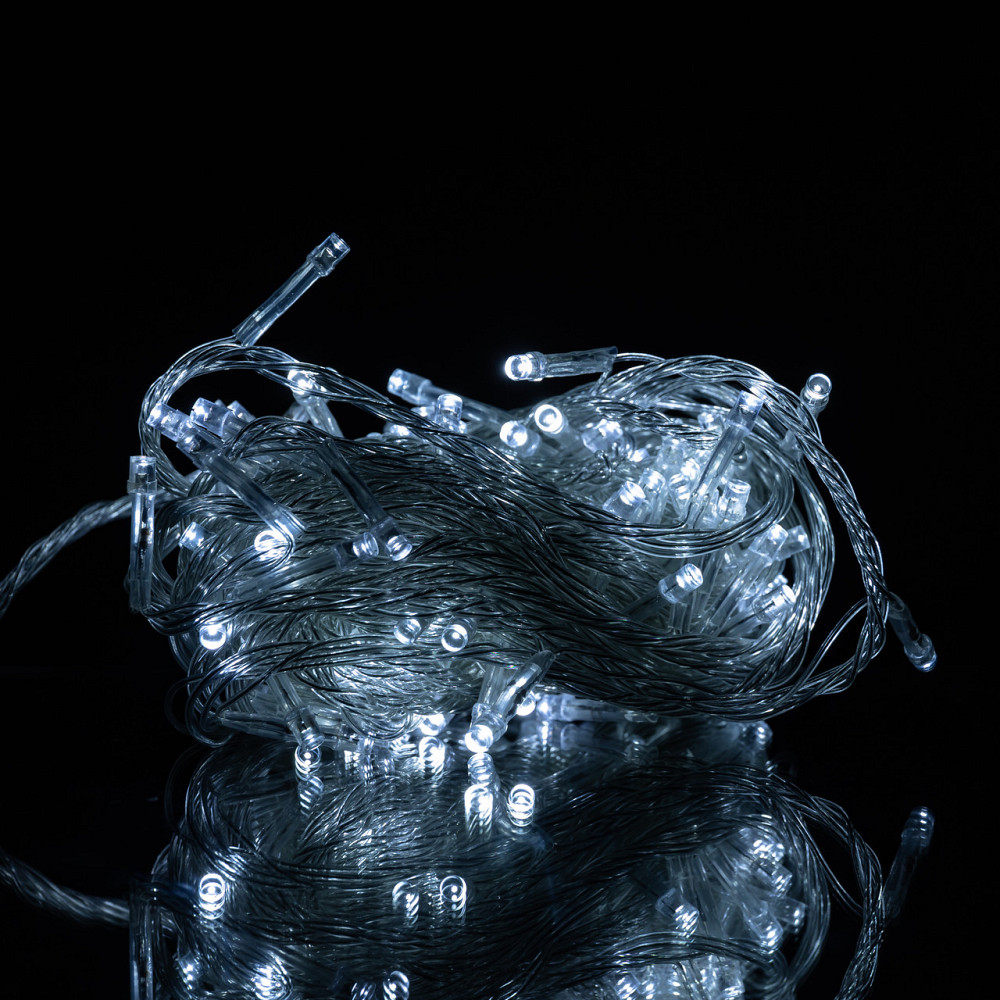 Новорічна гірлянда кімнатна нитка 10 м 120 LED білий провід Білий W120LED10MWW Коломия - фото 1