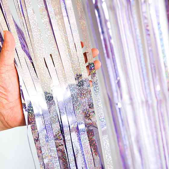 Фотозона дождик с голограммой 2 м на 1 м серебристый Киев