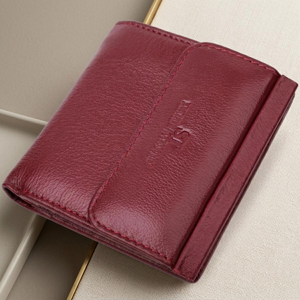 Невеликий жіночий гаманець з монетницею з натуральної шкіри ST Leather 22544 Бордовий Київ - фото 11