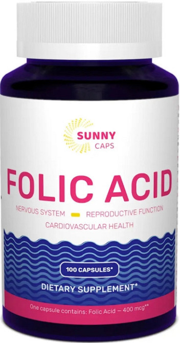 Фолієва кислота Sunny Caps Folic Acid Powerful 400 мкг 100 капс Київ - фото 1