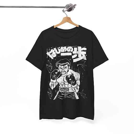 Футболка для хлопчика з аніме принтом Хаджіме Но Іппо Такамура оверсайз (зріст від 165 до 180) Чорний AnimeJ0418m Дніпро